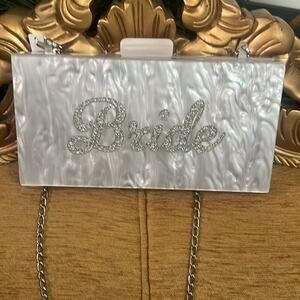 SONDRA ROBERTS GRAPHIC NWT MARBLEIZED BRIDE WEDDING SHOULDER CLUTCH‎ BAG